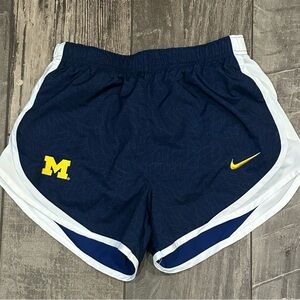 Nike Women's U of M Michigan Navy and White Athletic Shorts
